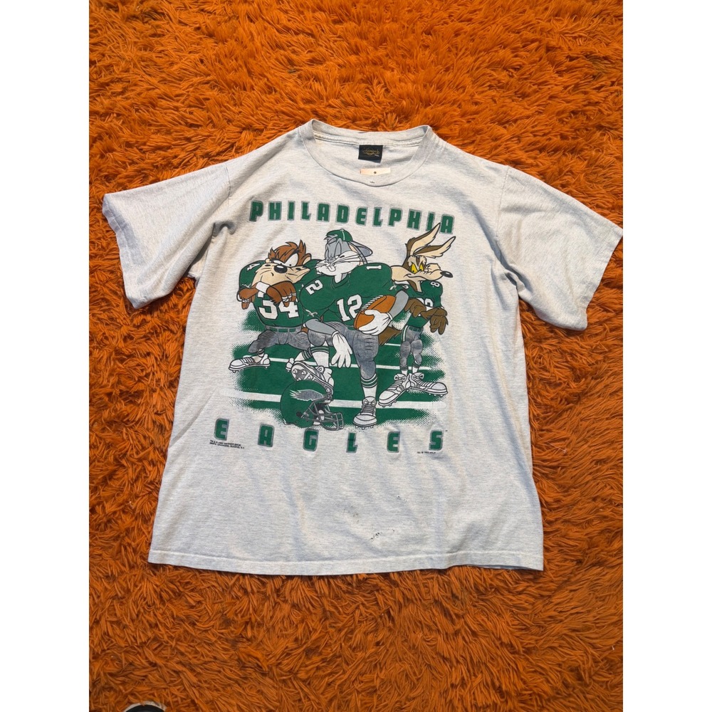 Vintage 1993 Philadelphia Eagles Looney Tunes T-Shirt Changes Grey Large 90s NFL